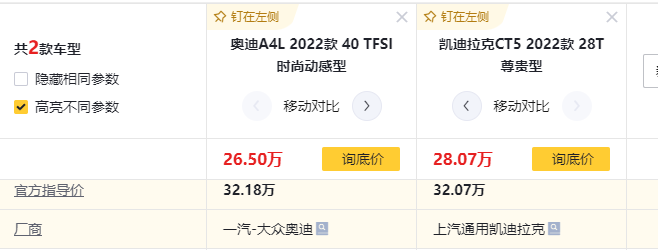 凯迪拉克ct5和奥迪a4l哪个好些