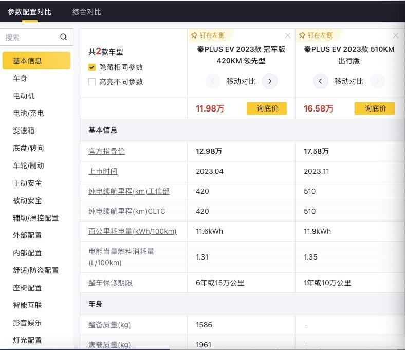 比亚迪秦plusev纯电动版（比亚迪秦出行版和普通版的区别）