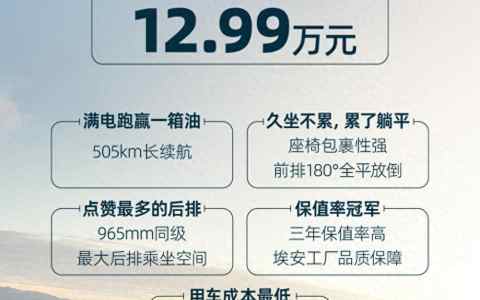 埃安12万级新车上市，锁定务实家庭(性价比大众化纯电车)